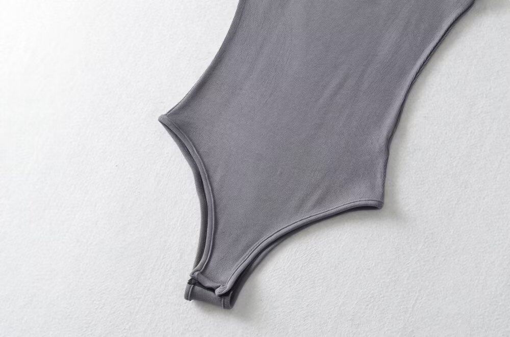 Боди/брюки 西西里美国修身纯色肩梯形领背心连身裤女士时尚适合拉伸底上衣