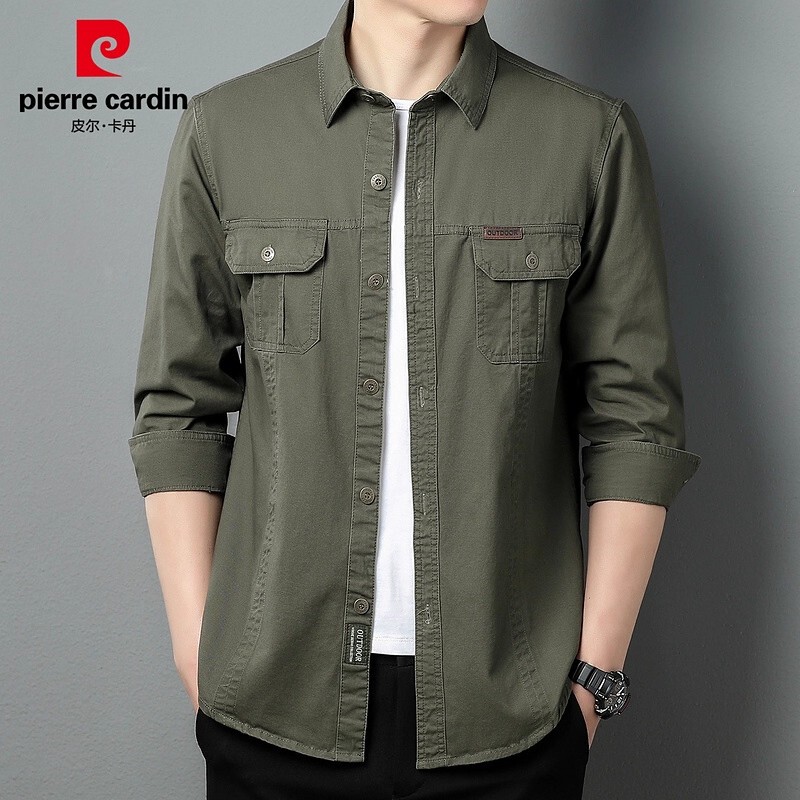 Pierre Cardin Pure Cotton Long-Sleeved Shirt Men's Workwear Casual Top 2026 New Spring and Autum Thin Shirt Jacket