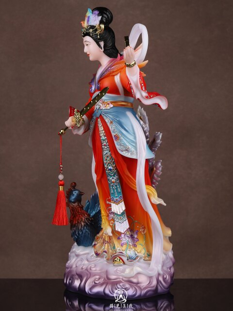 Jiutian Xuan Goddess Statue, white marble Wuji Yuanjun, Jiutian Madonna Statue, Jiutian Xuanmu Goddess worship ornaments