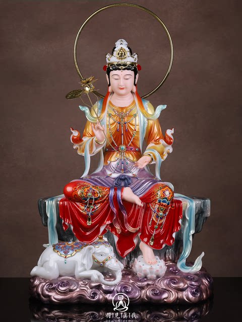 Manjushri Samantabhadra Buddha Statue Manjushri Bodhisattva Samantabhadra Statue White Marble Household Buddhist Hall Worship Manjushri Samantabhadra Ornaments