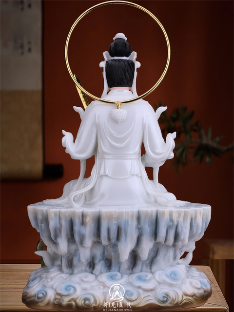 Manjushri Bodhisattva and Samantabhadra Bodhisattva statue for home use white marble Manjushri and Samantabhadra Bodhisattva statue for home worship Huayan Three Saints