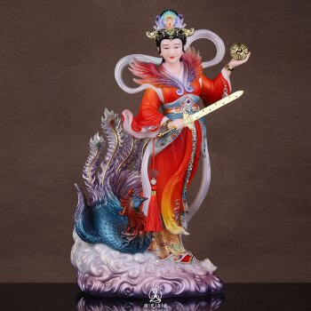 Nine Heavens Immortal Goddess Statue, White Marble, Infinite Divine Mother, Nine Heavens Holy Mother Statue, Nine Heavens Immortal Goddess Worshiping Ornament