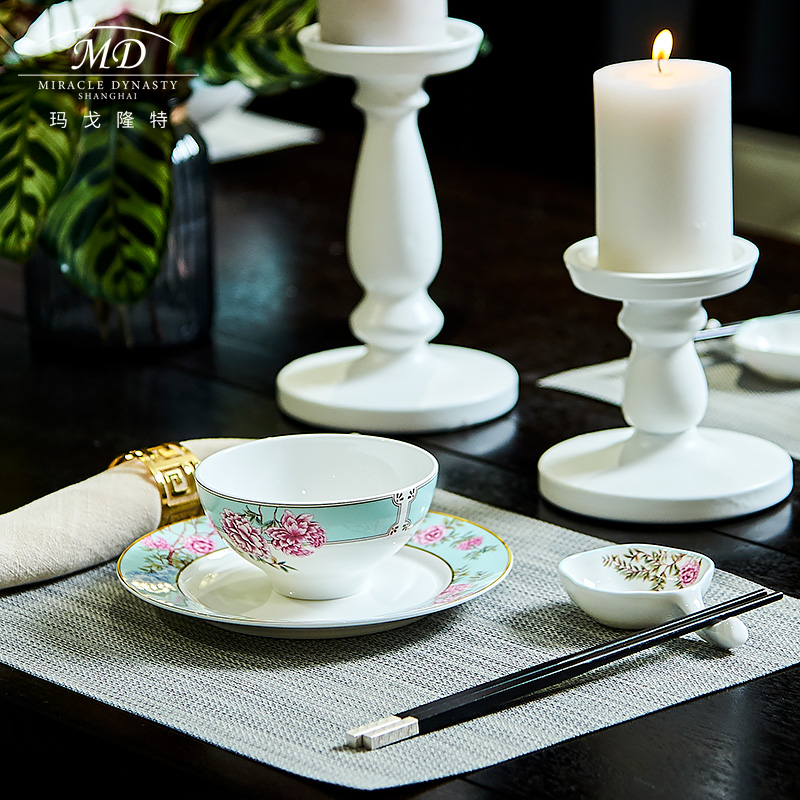 Margot lunt 32 skull porcelain tableware suit Chinese garden is 6 bowl plates with suit spoon gift boxes