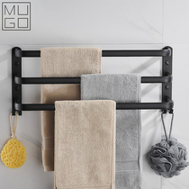 Punch-free extended towel rack double bar bathroom space aluminum bath towel rack toilet towel hanger single pole towel bar