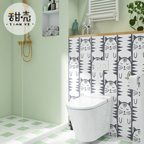 Fan-style black and white cartoon kitty small flower brick 300x300 tile balcony floor tiles kitchen toilet background wall brick