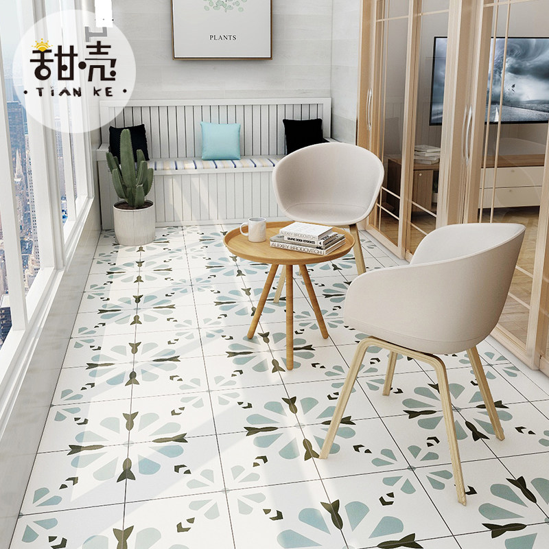 Balcony Tiles Nordic Flower Brick Kitchen Make-up Room Ins Wall Brick Green Retro Fields Garden Patio anti-slip tiles 300