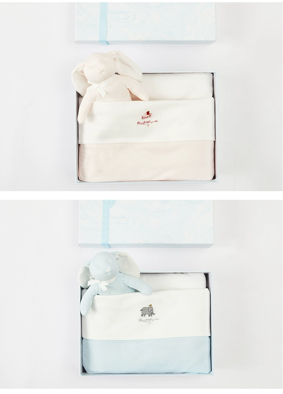 Quà tặng đầu tiên cho bé sơ sinh đa năng chăn bông gối ngủ là hộp quà tặng búp bê thỏ 2 bộ quà tặng cho bé trăm ngày - Bộ quà tặng em bé