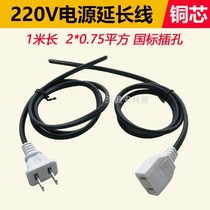 220V plus coarse 2 * 1 square with wire male plug extension cord copper core two holes monitor power cord two plugs