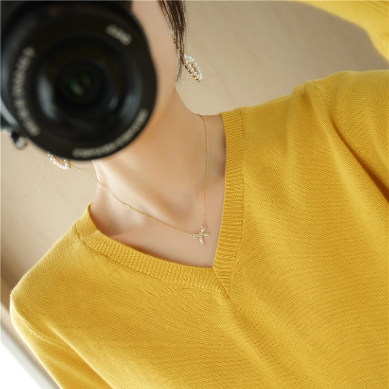 Non-Pilling 100% Pure Cotton Base Shirt for Women, Loose Long-Sleeved Knitwear, 2026 Autumn and Winter New V-Neck Sweater