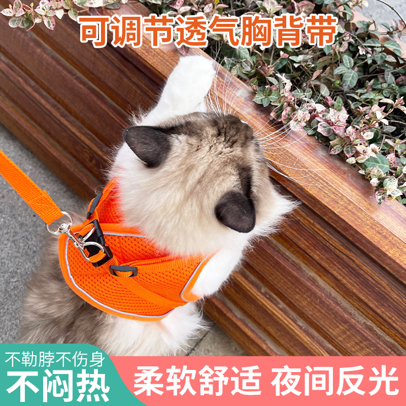 Pet Kitty Traction Rope Vest Type Chest Holding Baby Bag Out Kitty Special Anti-Escape Cat Rope Bolt Cat Chain Sub