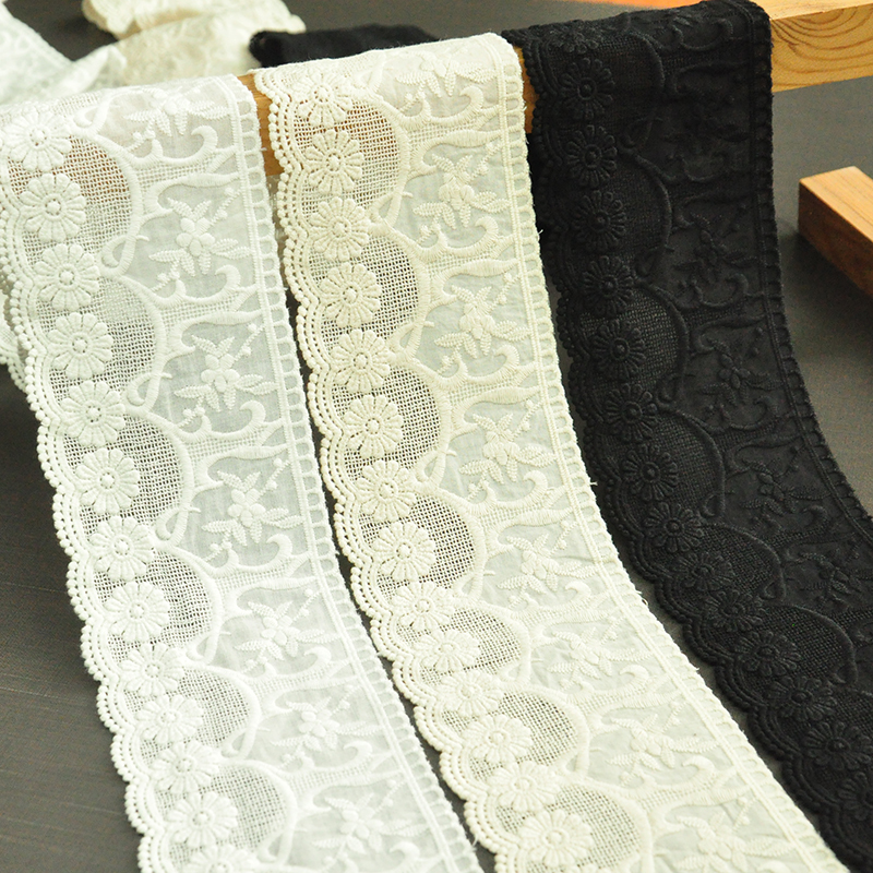 Thickened Pure Cotton Fabric Edge with Three-Dimensional Water-Soluble Embroidery Lace Trim, Handmade DIY Clothing Lace Trim Accessories, Decoration 10cm