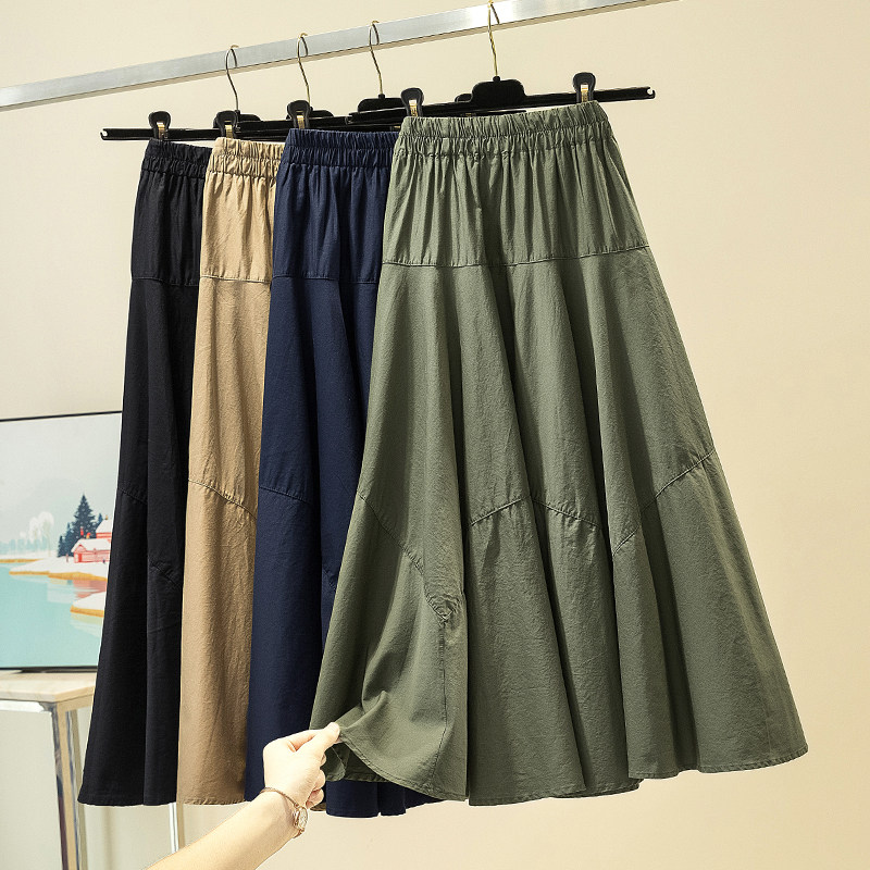 Port Wind long version Half Body Dress Woman Spring Autumn New High Waist Retro A Character Dress 100 Pleats Long Dress 100 Hitch Grand Hem Skirt