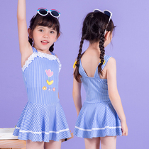 Baiya childrens swimsuit girl soak hot spring foreign style one-piece skirt cute girl child children 2-6 years old swimsuit