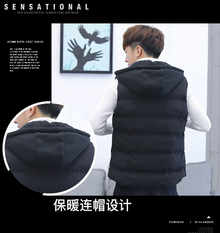 Vest nam mùa thu và mùa đông cotton vest thanh niên vest nam phiên bản Hàn Quốc dày áo vest không tay áo khoác cotton quần áo thủy triều HQ áo khoác vest nam hàn quốc
