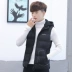 Vest nam mùa thu và mùa đông cotton vest thanh niên vest nam phiên bản Hàn Quốc dày áo vest không tay áo khoác cotton quần áo thủy triều HQ áo khoác vest nam hàn quốc Áo vest cotton