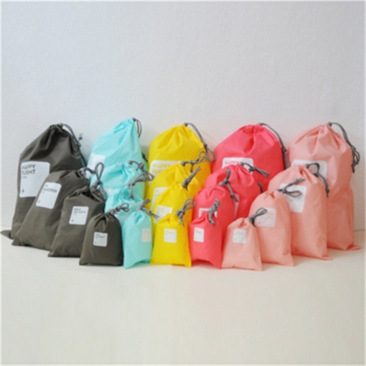 Travel minimalist Draw Rope Beam Pocket Small Cloth Bag Large Number Portable Candy Color Cashier Bag Four Pieces of Finishing Bag