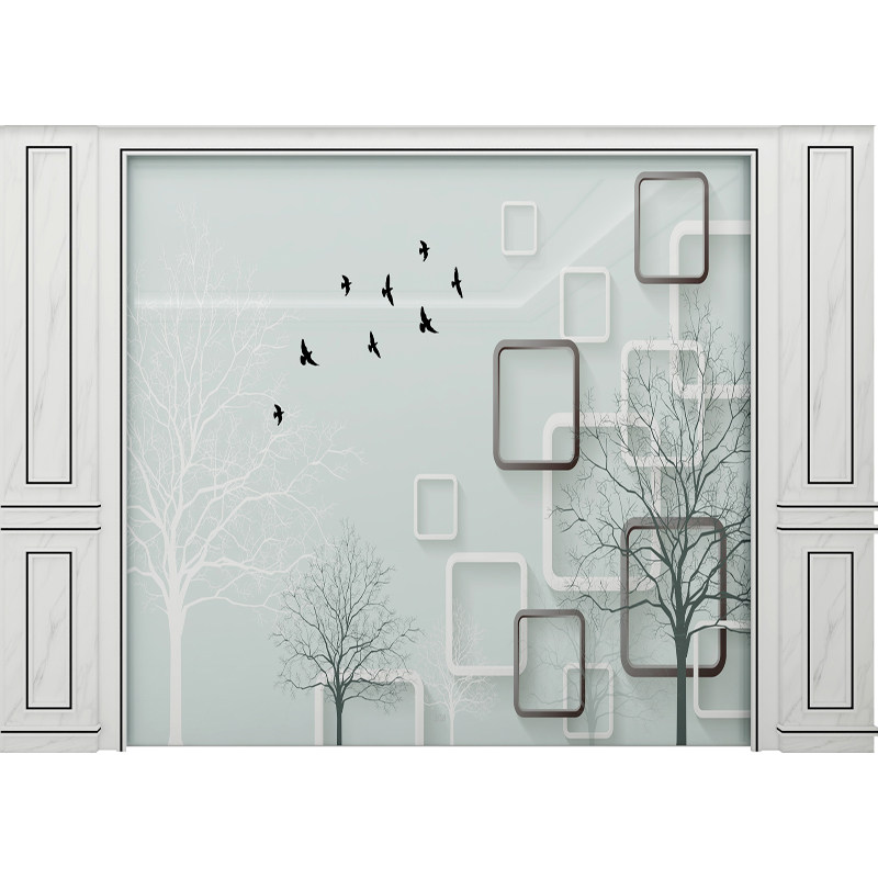 Customized bamboo wood fiber integrated wall panel New Chinese style brief TV background wall 8D rugged integrated wall