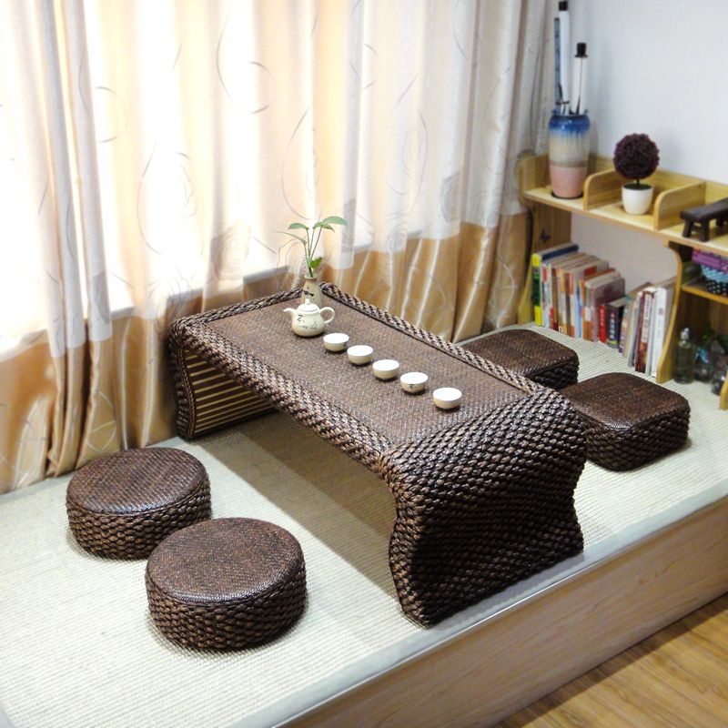 Tatami coffee table Small table Japanese low table Tea table Solid wood low table Rattan balcony table Kang table Simple