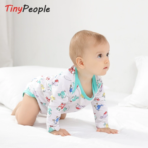 Tinypable Happy Bird Baby Pure Cotton Long -Sleeved Past Clothing Bab