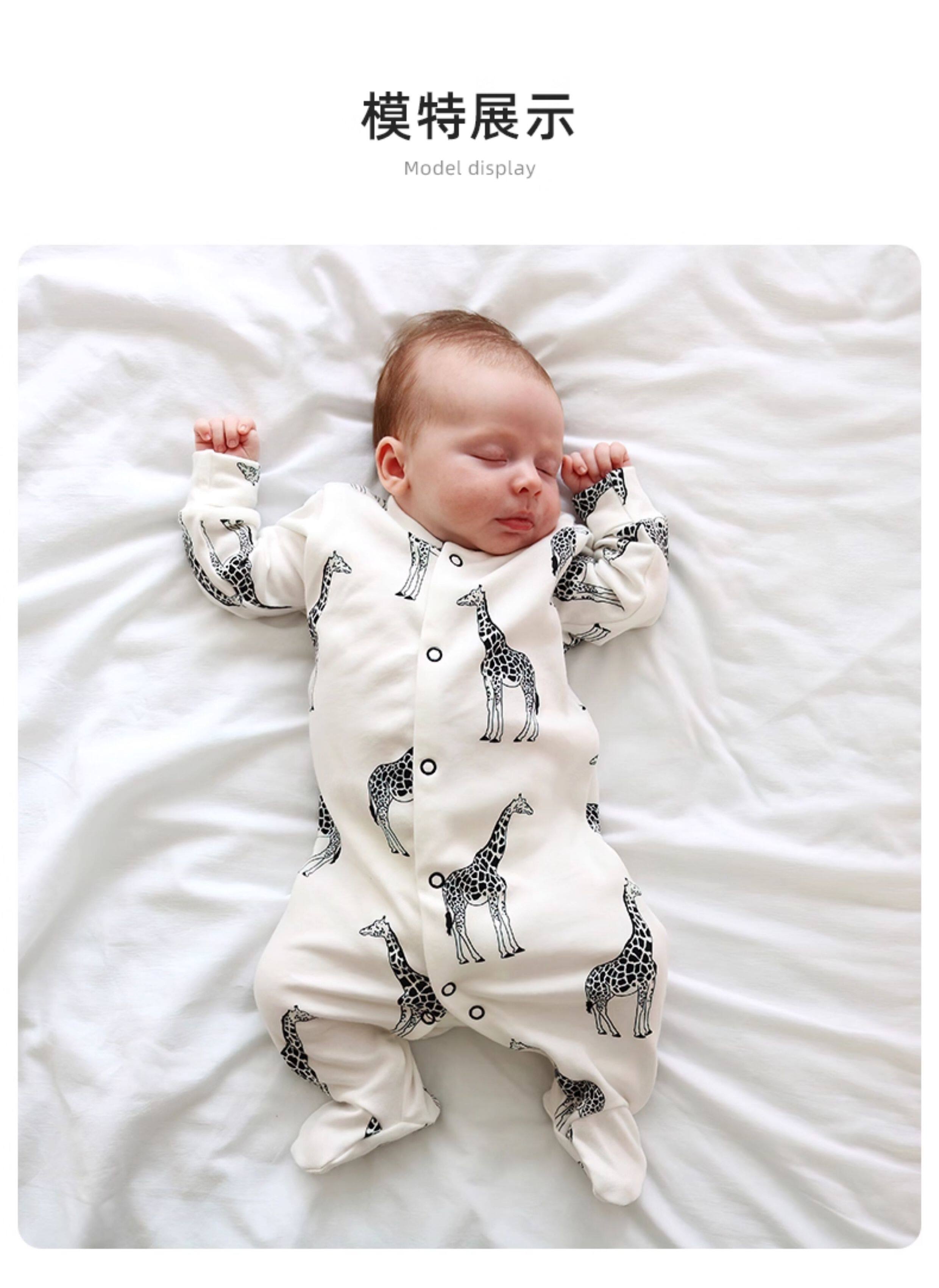 tinypeople婴幼儿包脚连体衣春秋可爱时髦小鹿印花宝宝开档外出服 — 5
