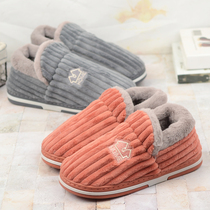Covered heel warm and thickened postpartum shoes for women winter home suede outer wear couples anti-slip all-inclusive heel cotton slippers for men
