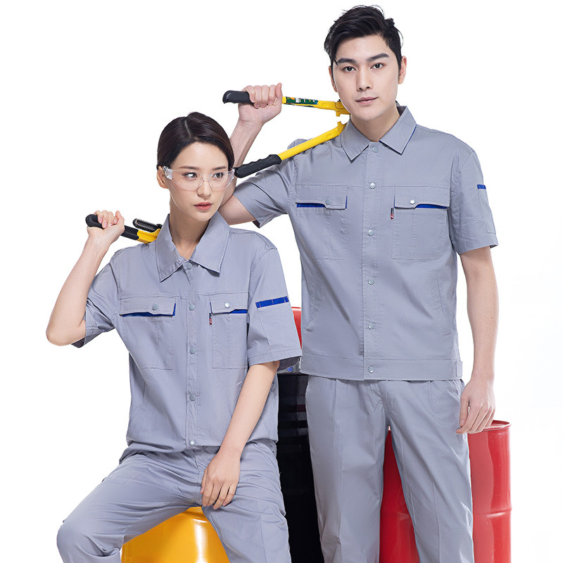 Summer cotton short sleeve overalls suit men's and women's thin wear-resistant summer long sleeve site welding labor protection clothing customization