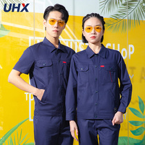 Summer work clothes mens cotton short sleeves thin factory workshop set mens and womens labor insurance uniforms custom clothes