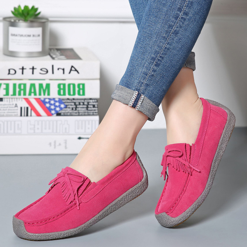 Red2018 new pattern  Flat heel leisure time Women's Shoes Women Casual shoes female genuine leather Korean version Flat bottom Women's shoes
