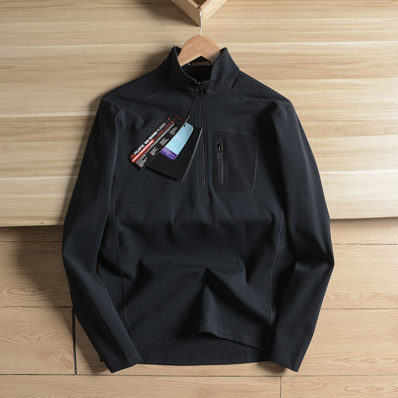Military-Style Alternative! High-Quality Fabric Outdoor Casual All-Weather Commuting Stand-Up Collar Half-Zip Softshell Jacket Men's Sweatshirt