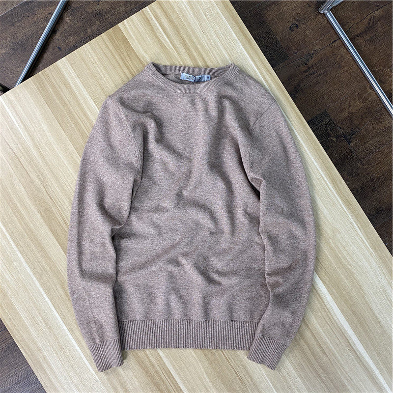 Withdrawal Cabinet Order Soft Glutinous Comfort Closeable Undershirt Men's Autumn Winter Round Lead Stitch Sweatshirt Pure Color Sweater