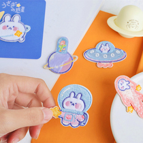 Cute Rabbit Planet Embroidered Sticker Cartoon Clothing Patch Patch Fabric Child Pants Small Animal Bag decoration