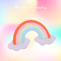 Multi-color luminous rainbow embroidered cloth with self-adhesive patch sticker DIY clothes wrap phone shell decoration sticker hand tent