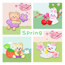 Botanical Park Small Bear Strawberry Kitty Cherry Blossom Embroidered Stickler Bag DIY Clothing Decorative Couple Patch Patch