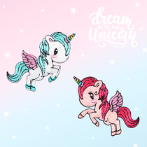 Flying Days Unicorn Embroidered Fabric Stickup Fashion 100 Hitch Self-Glued Hand Tent Mobile Phone Shell DIY Trim Patch Clothing Patch