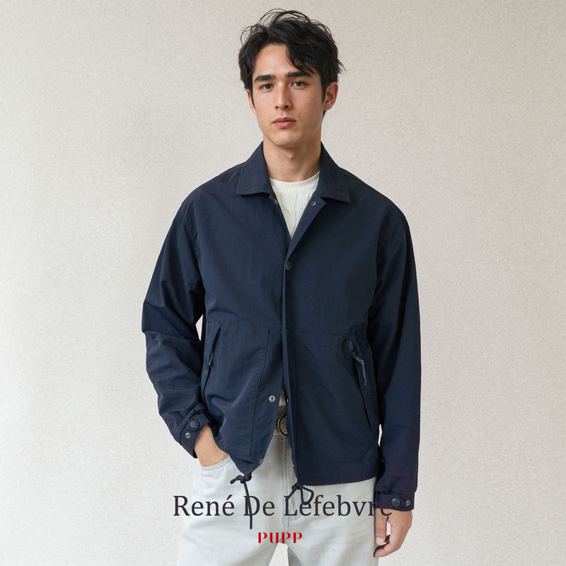 Pupp Men's Spring and Autumn Turn-Down Collar Casual Retro Simple Versatile Workwear Nylon Coach Jacket Coat