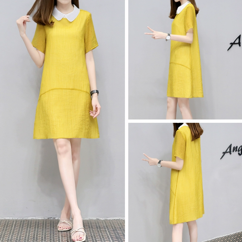 Châu Âu 2020 hè mới của phụ nữ phong cách Hàn Quốc váy voan rộng kích thước lớn là mỏng cổ áo búp bê khí - váy đầm
