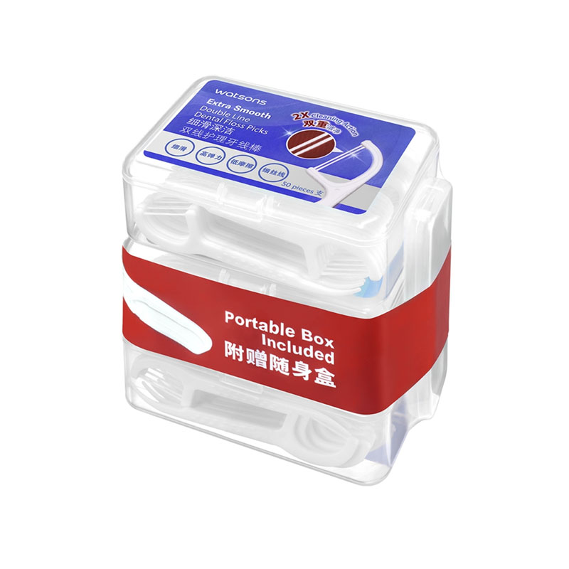 Watson's smooth and deep clean double-line nursing dental floss stick 50 * 3 boxes of round line family-packed toothpicks flossing portable