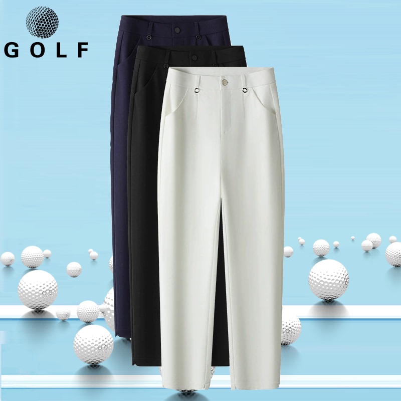 Women's Golf Pants, White Long Pants, Quick-Drying, High-Waisted, Slimming Straight-Leg Pants, Golf High-Stretch Thin Slim-Fit Sports Pants