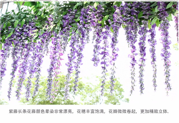 Mô phỏng Hoa Wisteria Hoa giả Vine Vine Trần Phòng khách Trong nhà Trang trí tiệc cưới Nhựa Hoa Chuỗi Vine Cây mây - Hoa nhân tạo / Cây / Trái cây cây hoa giả