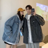 Джинсовая мужская осенняя куртка, парная одежда для влюбленных, джинсовый комплект с капюшоном, в американском стиле, изысканный стиль