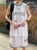 Спортивная летняя тонкая баскетбольная форма, шелковый жилет без рукавов, футбольная форма для мальчиков, штаны, в американском стиле, подходит для подростков