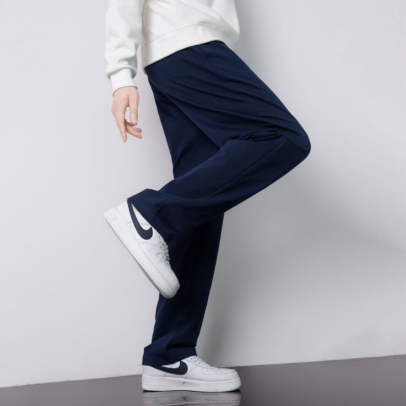 Pure Cotton School Uniform Pants for Boys and Girls, Navy Blue, Junior High School, High School, Elementary School Students, Spring Thin Straight-Leg Spring and Autumn Sports Trousers
