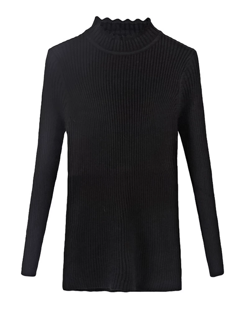 Demi-season knitted sweater, size, high collar