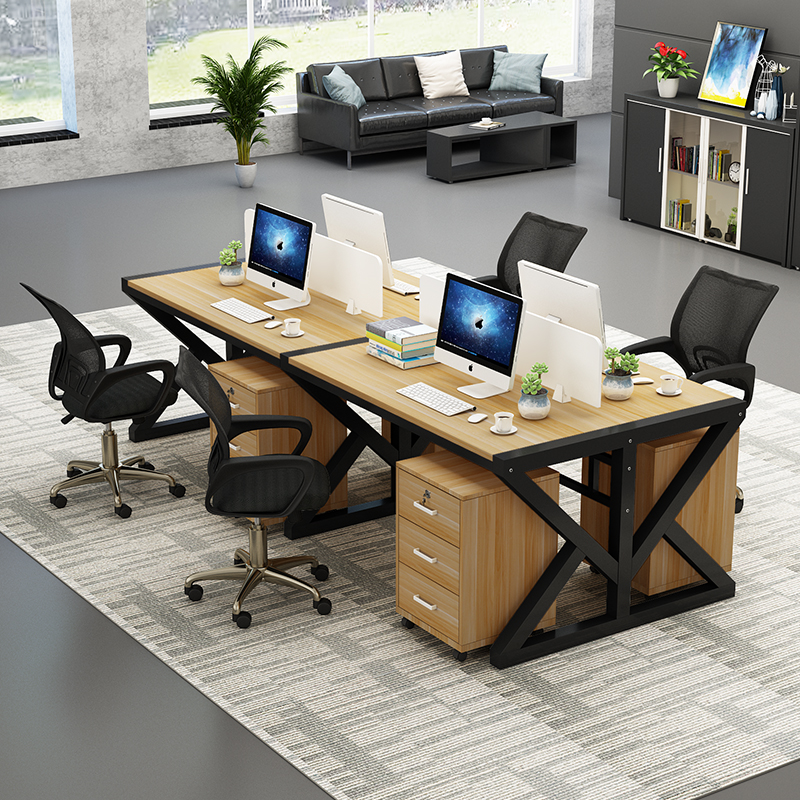 Staff desk 4 - person simple staff computer tables and chairs combination furniture screen 2 46 - person position