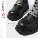 Martens, высокие сапоги, демисезонные ботинки, зимний черный наряд маленькой принцессы, из натуральной кожи, 2020