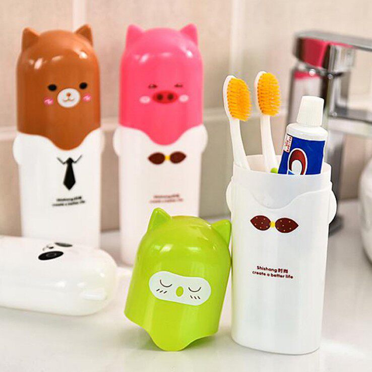 Toothbrush storage box cartoon bear travel student dormitory portable dental box gift custom logo
