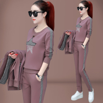 Mother dress 2020 new autumn dress foreign style sports set women Spring and Autumn fashion large size top three sets