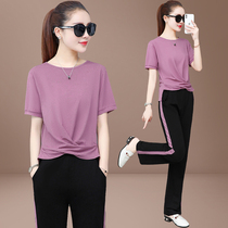 Middle-aged leisure sports suit women summer two-piece set 2020 new 30-year-old 40 foreign-style young mother summer clothes