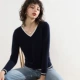 2019 phiên bản Hàn Quốc của áo len cashmere cổ chữ V nữ mỏng chạm đáy áo sơ mi ngọt ngào cổ áo len cashmere áo thun dệt kim ngắn - Vòng cổ áo len