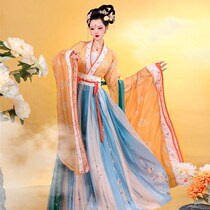 North and South Korean Han uniforms (lacquered) female fairies China wind wide sleeves A piece of style printed skirt floating in the autumn and autumn and ancient wind